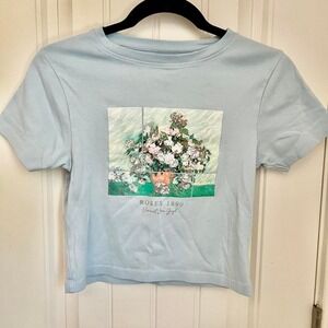 Primark Van Gogh “Roses 1890” T-Shirt – Light Blue – Size M